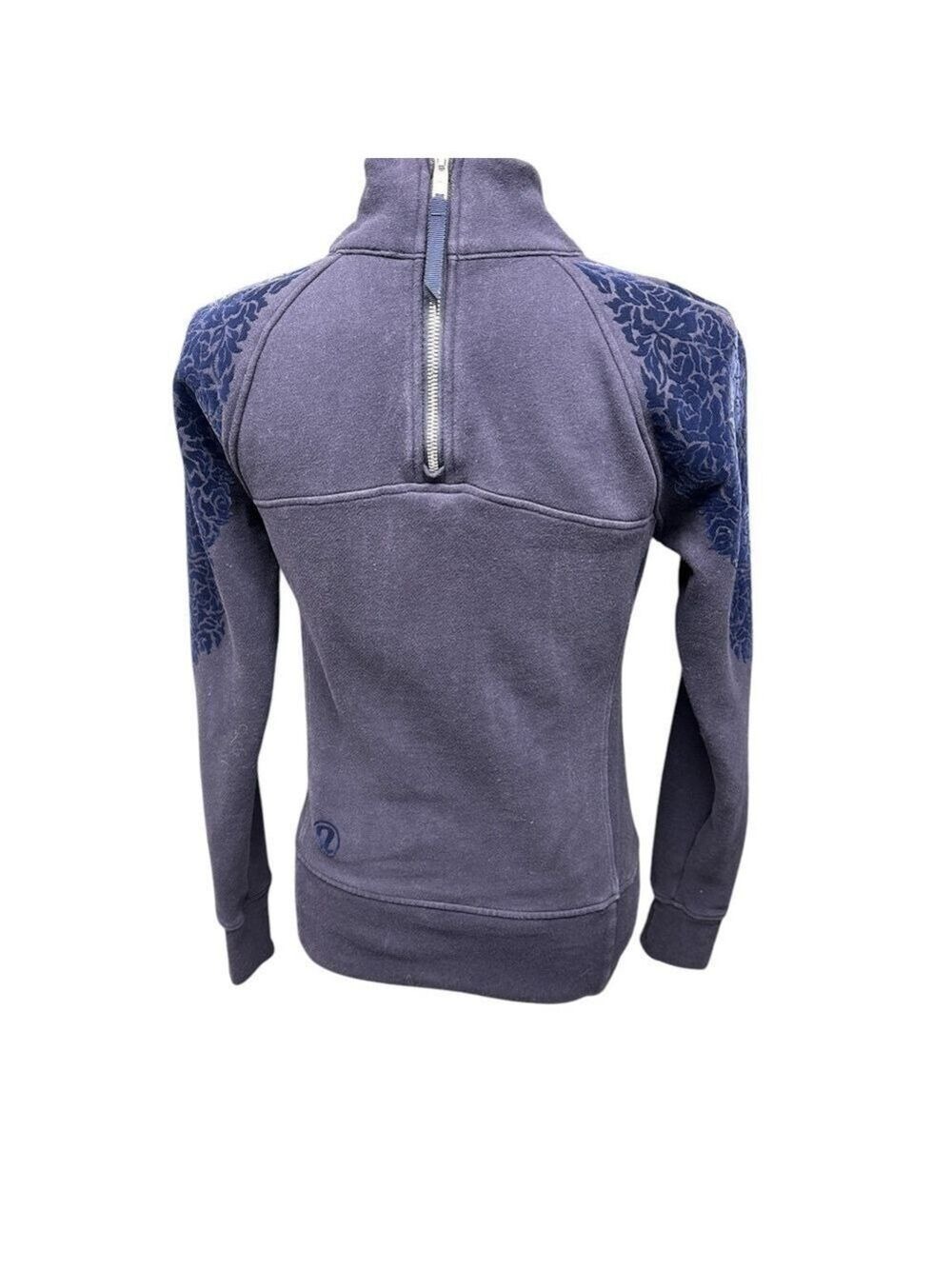 Lululemon Women's M Blue Floral Flock Funnel Neck Pullover Jacket Size 4 - Picture 5 of 12